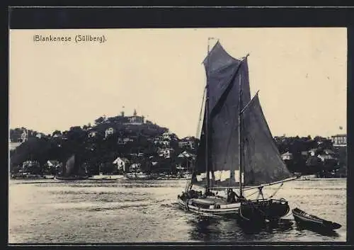 AK Hamburg-Blankenese, Süllberg mit Segelboot