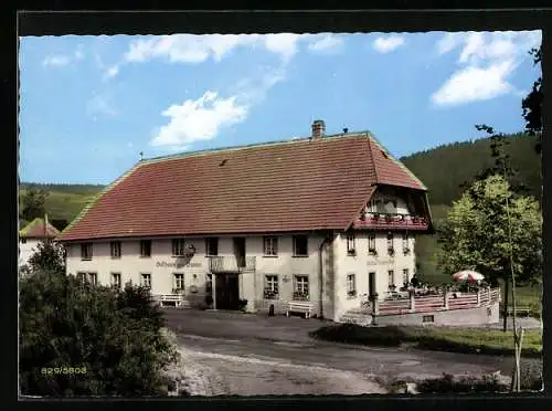 AK Waldau /Schwarzwald, Gasthaus-Pension zur Sonne Wehrle mit Strasse