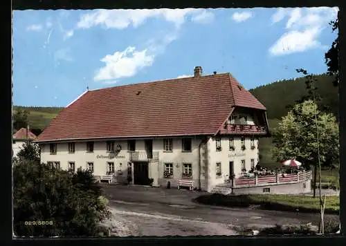 AK Waldau /Schwarzwald, Gasthaus-Pension zur Sonne Wehrle aus der Vogelschau