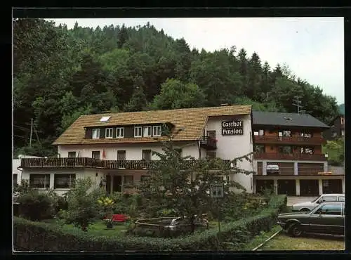 AK Hornberg /Schwarzwald, Gasthof-Pension Schondelgrund Fam. Hajnal mit Vorgarten