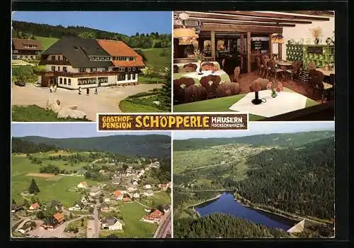 AK Häusern /Schwarzwald, Gasthof-Pension Schöpperle Fam. Rühle, Gesamtansicht, Sperrmauer