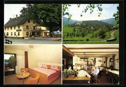 AK Tegernau / Wiesental, Pension Gasthof Sennhütte Fam. Grether, Ortsansicht mit Landstrasse