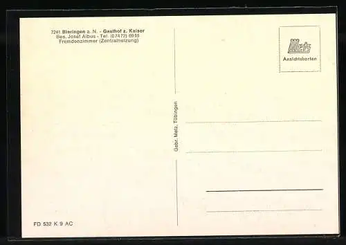 AK Bieringen a. N., Gasthof zum Kaiser J. Albus, Ortsansicht aus der Ferne