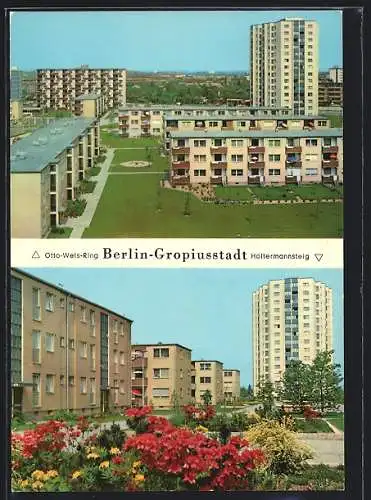 AK Berlin, Gropiusstadt mit Otto-Wels-Ring und Höltermannsteig