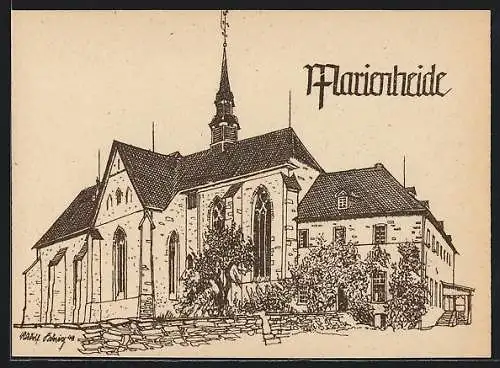 Künstler-AK Marienheide, Ansicht der Kirche