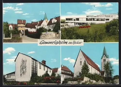 AK Gemmrigheim, Ortsansicht mit Schule, Gemeindehaus & Kirche