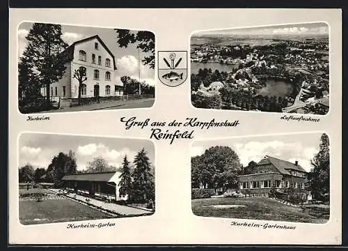 AK Reinfeld, Kurheim, Luftaufnahme, Gartenhaus, Wappen