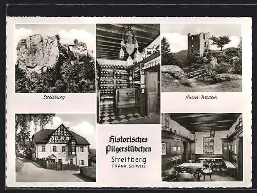 AK Streitberg /Fränkische Schweiz, Gasthaus Historisches Pilgerstübchen, Ruine Neideck