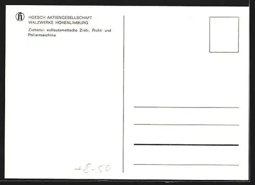 AK Hohenlimburg, Hoesch AG Walzwerke, Arbeiter an einer Poliermaschine in der Zieherei