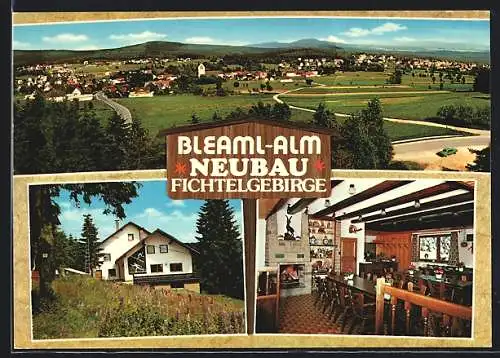 AK Neubau im Fichtelgebirge, Sportheim des SC Neubau Bleaml-Alm, mit Innenansicht, Gesamtansicht