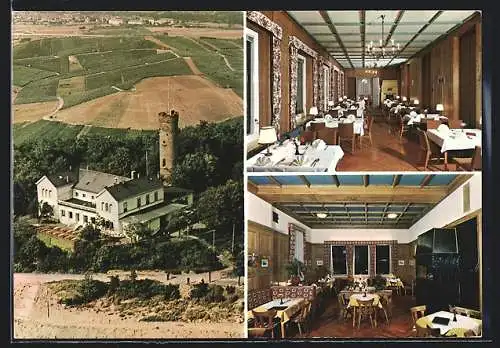 AK Heilbronn, Höhengaststätte Wartenberg vom Flugzeug aus, Gasträume