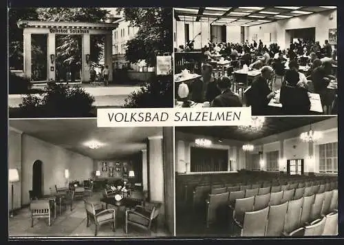 AK Salzelmen, Eingang zum Kurpark, Speisesaal, Empfangshalle, Festsaal