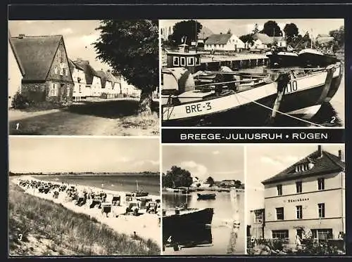 AK Breege-Juliusruh, Dorfstrasse, Hafen, Strand & HOG Dünenhaus Juliusfluh