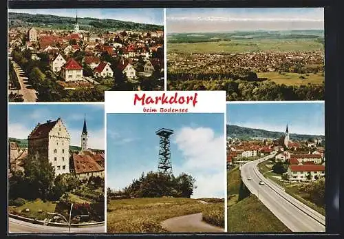 AK Markdorf beim Bodensee, Aussichtsturm, Ortspartie, Gesamtansicht