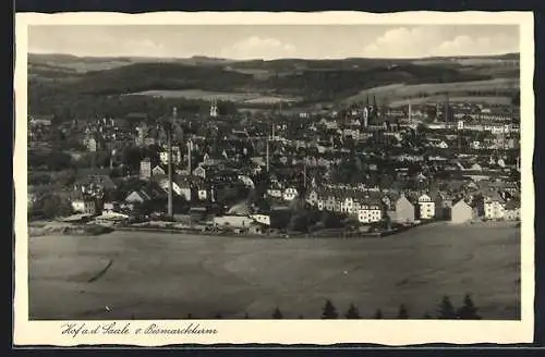 AK Hof a. d. S., Ortsansicht vom Bismarckturm