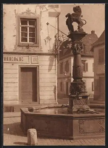 AK Offenburg, Fischmarkt, Brunnen