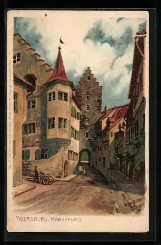 Künstler-AK Zeno Diemer: Meersburg, Marktplatz mit Tor