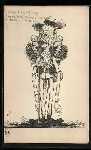 Künstler-AK Charles Denizard (Orens): Général André Ministre Tailleur, Le Nouvel Uniforme Militaire