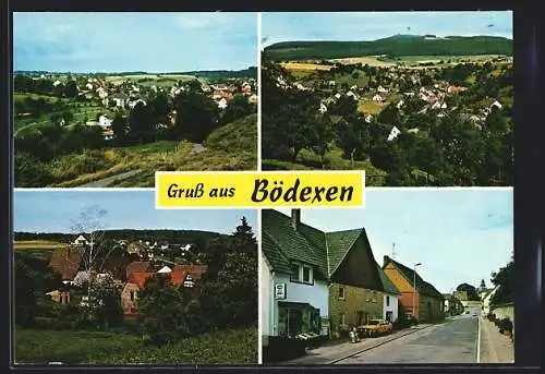 AK Bödexen /Weserbergland, Strassenpartie mit Geschäften und Gesamtansicht