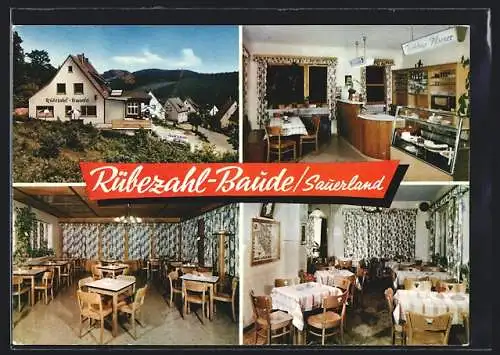 AK Letmathe-Stübbeken /Sauerland, Gaststätte Rübezahl-Baude, Bes. Fam. E. Adolf, Aussen- und Innenansicht