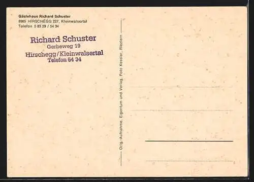 AK Hirschegg /Kleinwalsertal, Gästehaus Richard Schuster, Aussenansicht