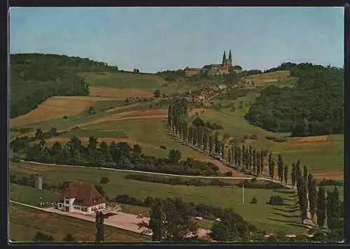 AK Banz / Staffelstein, Blick vom Gästehaus Bruckner nach dem Schloss