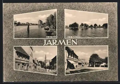 AK Jarmen, Strasse der Deutsch-Sowjetischen Freundschaft, Badeanstalt, An der Peene