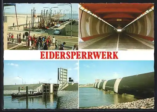 AK Vollerwiek /Eiderstedt, Eidersperrwerk zwischen Hundeknöll und Vollerwiek