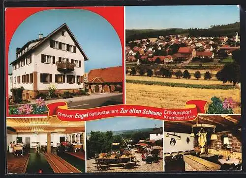 AK Krumbach /Odw., Hotel-Pension Engel mit Gästehaus Antonia und Grillrestaurant Zur alten Scheune