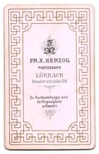 Fotografie FR. X. Herzog, Lörrach, Baslerstrasse 139, Porträt eines bärtigen Mannes