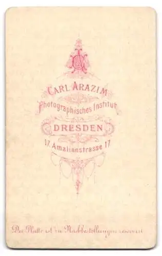Fotografie Carl Arazim, Dresden, Amalienstrasse 17, Porträt eines jungen Mannes