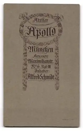 Fotografie Atelier Apollo, München, Äussere Maximilianstr. 6, Porträt einer jungen Dame mit elegantem Karo-Kleid