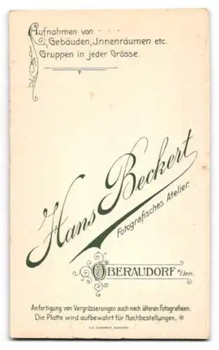 Fotografie H. Beckert, Oberaudorf a. Inn, Porträt einer Dame in gestreifter Bluse