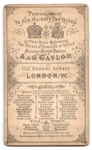 Fotografie A.&G. Taylor, London, Regent Street 153, Porträt eines Mannes mit Bart