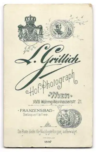 Fotografie L. Grillich, Wien, Währing-Weinhauserstr. 21, Porträt einer jungen Frau