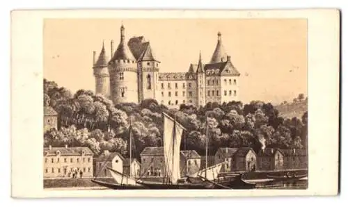 Fotografie A. Gatineau, Oreans, Ansicht Chaumont, Uferpartie mit Blick zum Schloss - Chateau