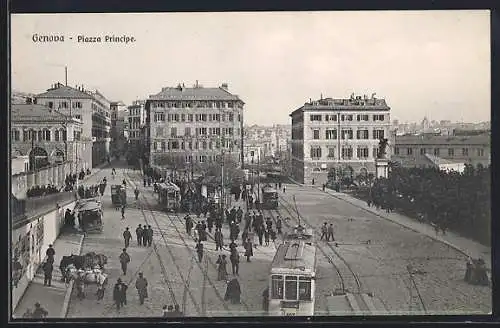 AK Genova, Piazza Principe, Strassenbahn