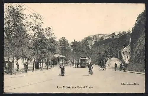 AK Monaco, Place d`Armes, Strassenbahn