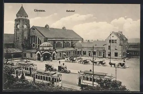 AK Giessen, Bahnhof und Strassenbahn