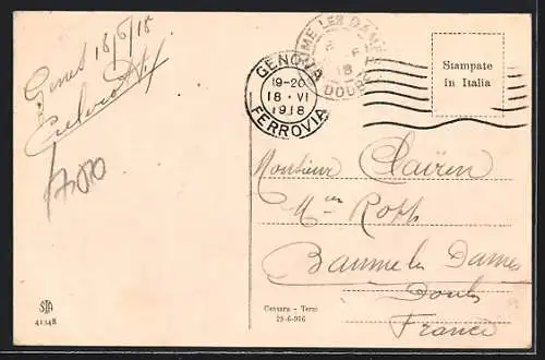 AK Genova, Via Giovanni Corti, Strassenbahn