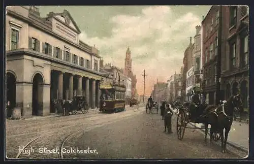 AK Colchester, High Street, Strassenbahn