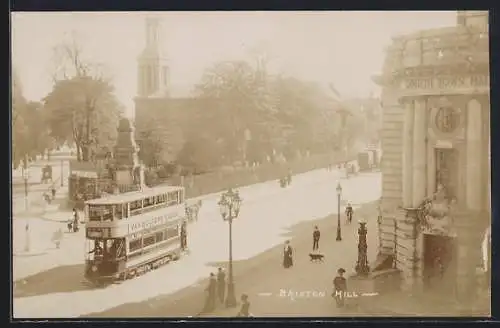 AK Lambeth, Brixton Hill, Lambeth Town Hall, Memorial, Church, Strassenbahn