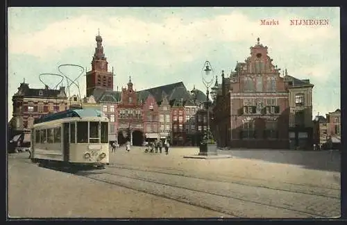 AK Nijmegen, am Markt mit Strassenbahn