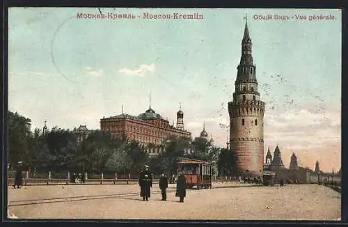 AK Moscou-Kremlin, Vue generale, Strassenbahn