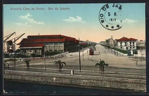 AK Rio de Janeiro, Avenida Caes ao Porto, Strassenbahn