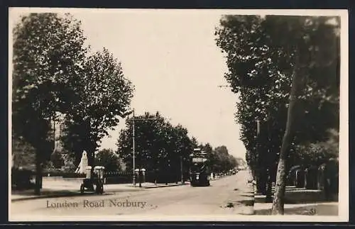 AK Norbury, London Road, Strassenbahn