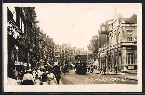 AK Streatham, High Road, Strassenbahn