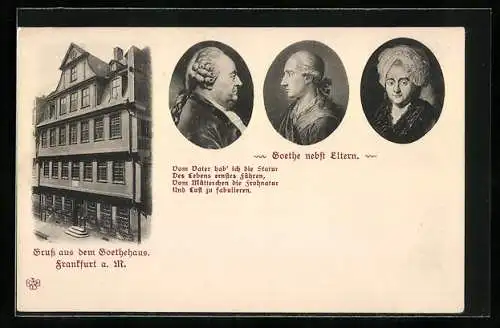 AK Alt-Frankfurt, Goethehaus, Goethe nebst Eltern