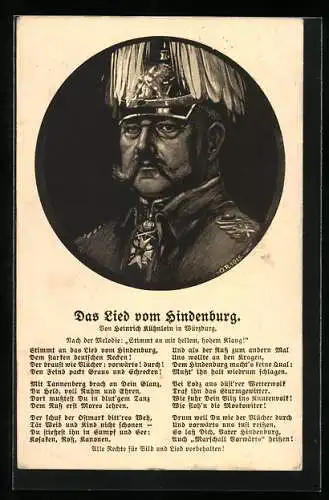 Künstler-AK Generalfeldmarschall Paul von Hindenburg, Das Lied vom Hindenburg