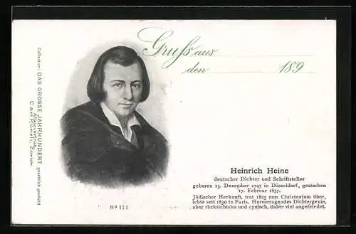 AK Heinrich Heine, Deutscher Dichter und Schriftsteller, 1797-1857